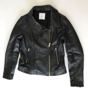 Mango black leather jacket